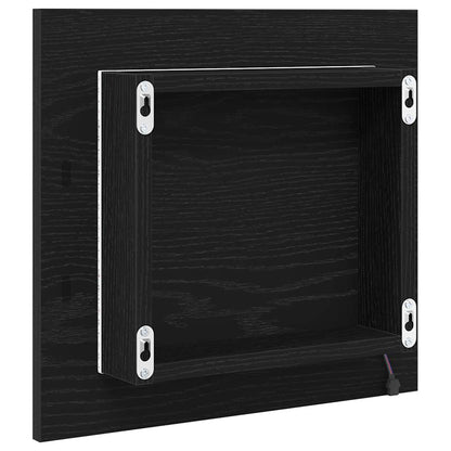 vidaXL LED Bathroom Mirror Black Oak 40 x 37 x 8.5 cm Engineered Wood