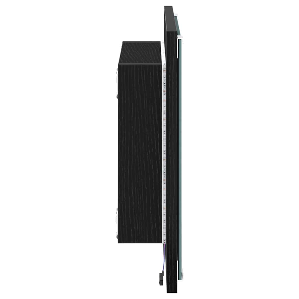 vidaXL LED Bathroom Mirror Black Oak 40 x 37 x 8.5 cm Engineered Wood