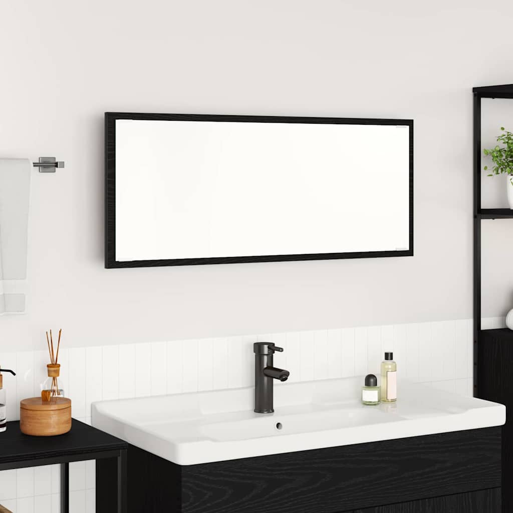 vidaXL Mirror Wall-mounted Black Oak 90 x 8.5 x 37 cm Engineered Wood