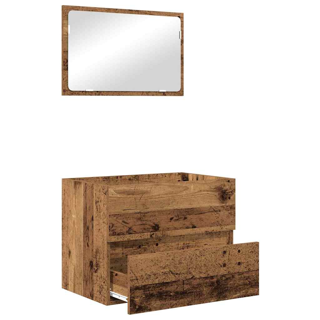 vidaXL Bathroom Furniture Set 2 pcs Old Wood Engineered Wood and Metal