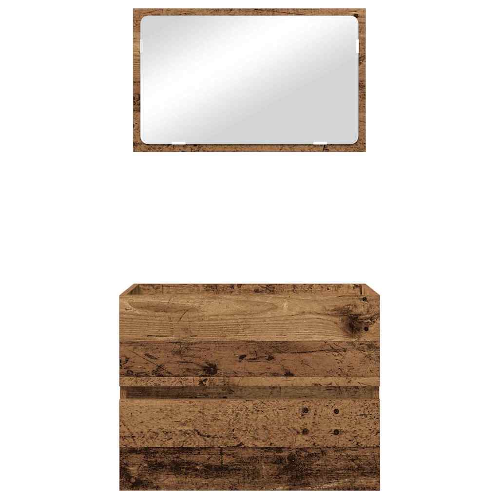 vidaXL Bathroom Furniture Set 2 pcs Old Wood Engineered Wood and Metal