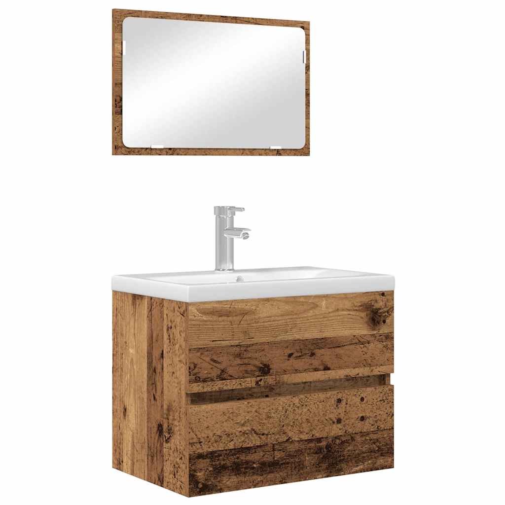 vidaXL Bathroom Furniture Set 2 pcs Old Wood Engineered Wood and Metal