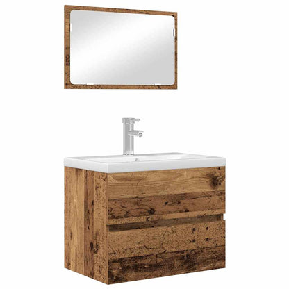 vidaXL Bathroom Furniture Set 2 pcs Old Wood Engineered Wood and Metal