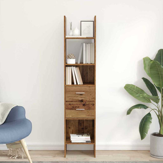 vidaXL Book Cabinet 2-Tier 40 x 35 x 180 cm Engineered Wood Old wood