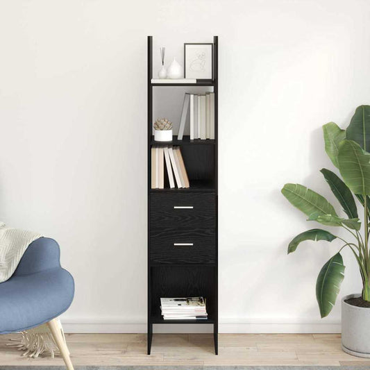 vidaXL Book Cabinet 2-Tier 40 x 35 x 180 cm Engineered Wood Black oak