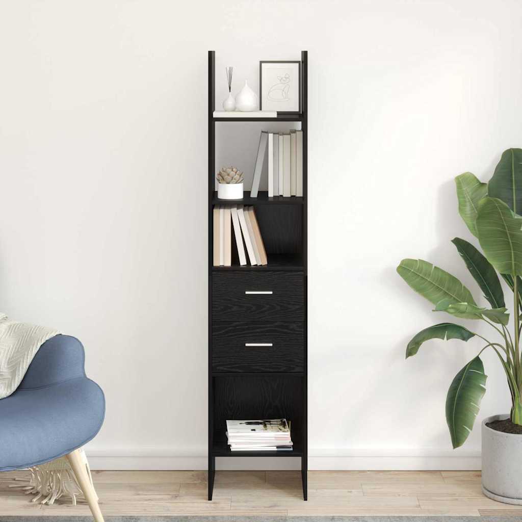vidaXL Book Cabinet 2-Tier 40 x 35 x 180 cm Engineered Wood Black oak