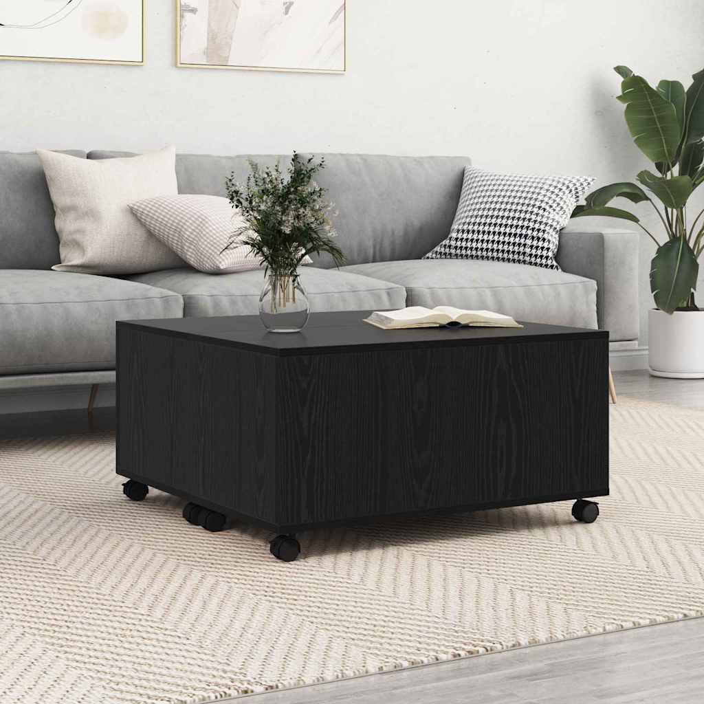 vidaXL Coffee Table Black Oak 75 x 75 x 38 cm Engineered Wood