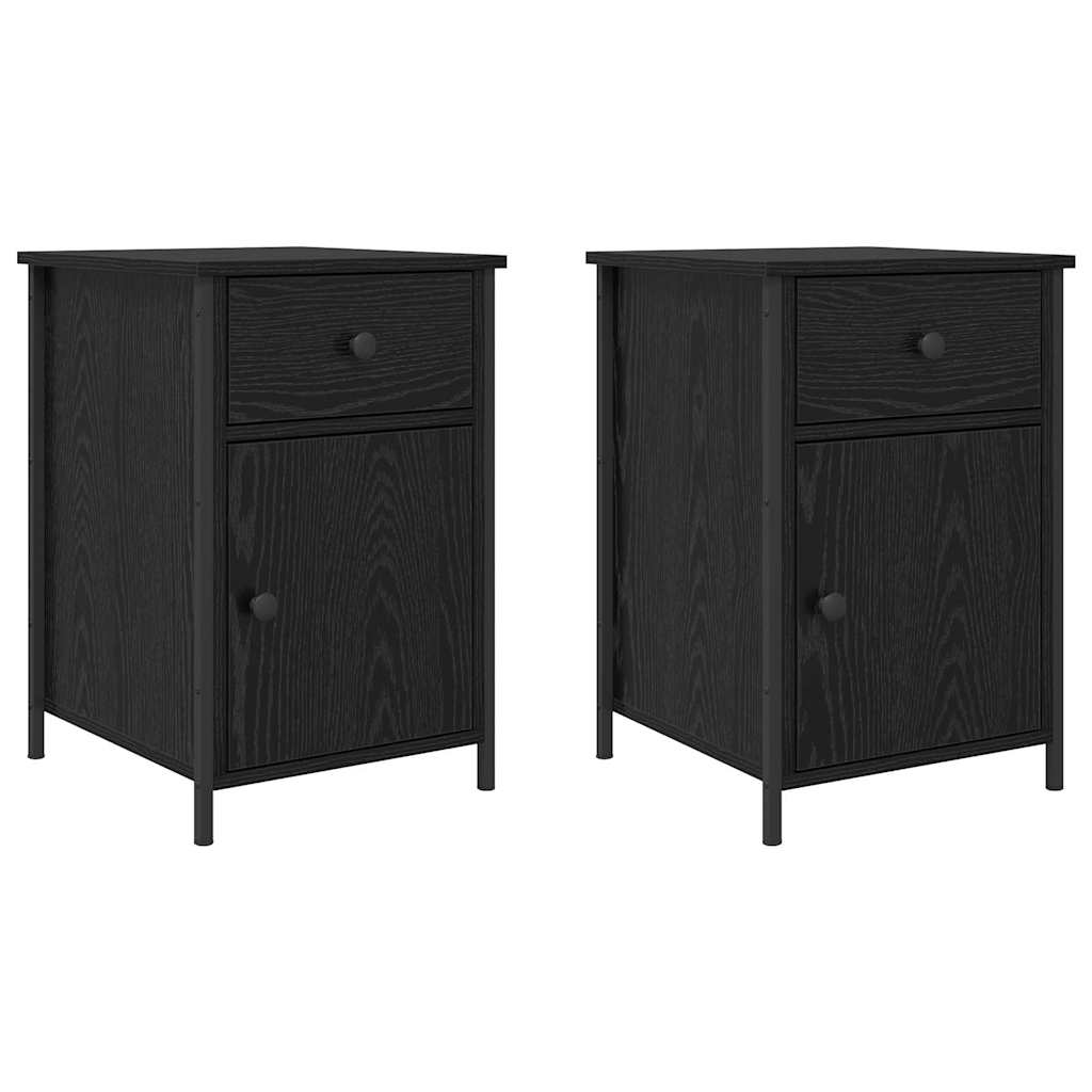 vidaXL Bedside Cabinet 2 pcs Black Oak 40 x 42 x 60 cm Engineered Wood