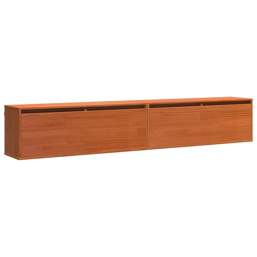 vidaXL Wall Cabinet with Shelf Wall-mounted Wax Brown Solid Pine Wood