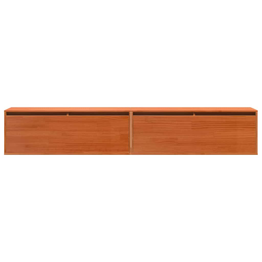vidaXL Wall Cabinet with Shelf Wall-mounted Wax Brown Solid Pine Wood