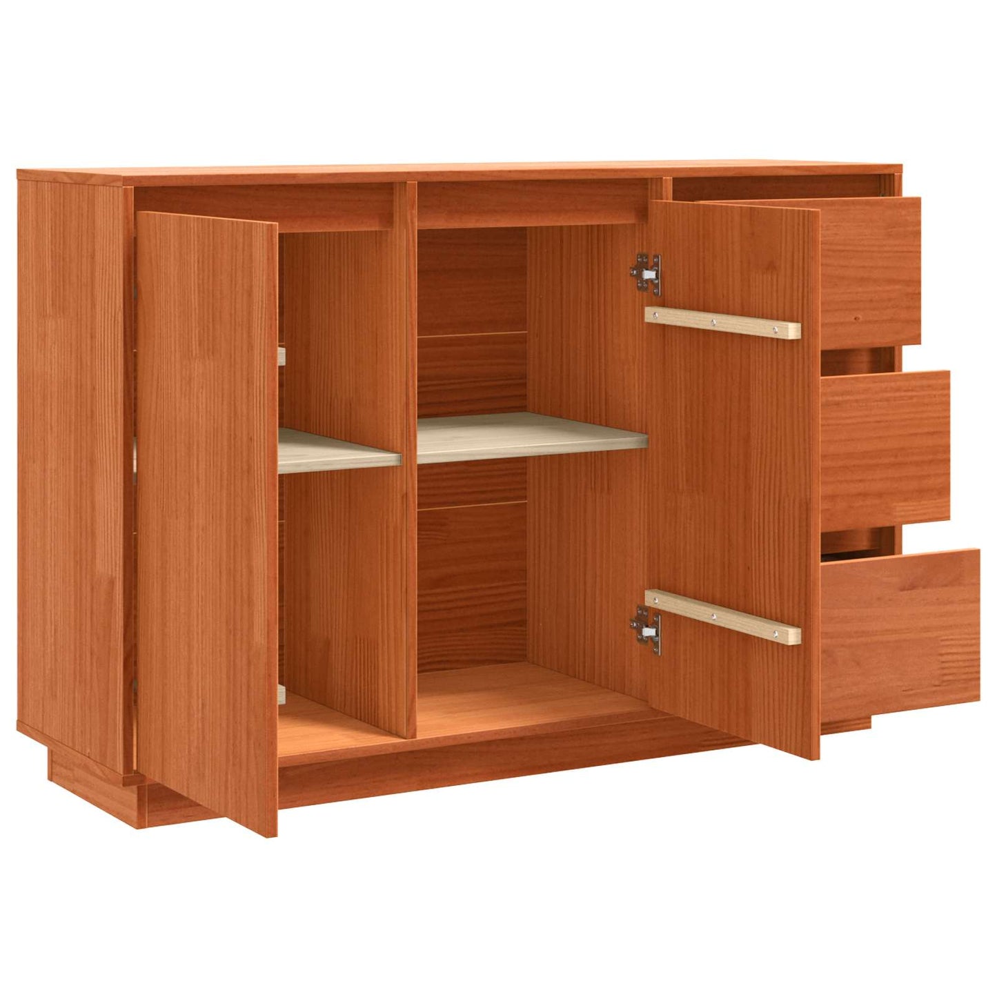 vidaXL Sideboard Brown Oak 111 x 34 x 75 cm Solid Pine Wood