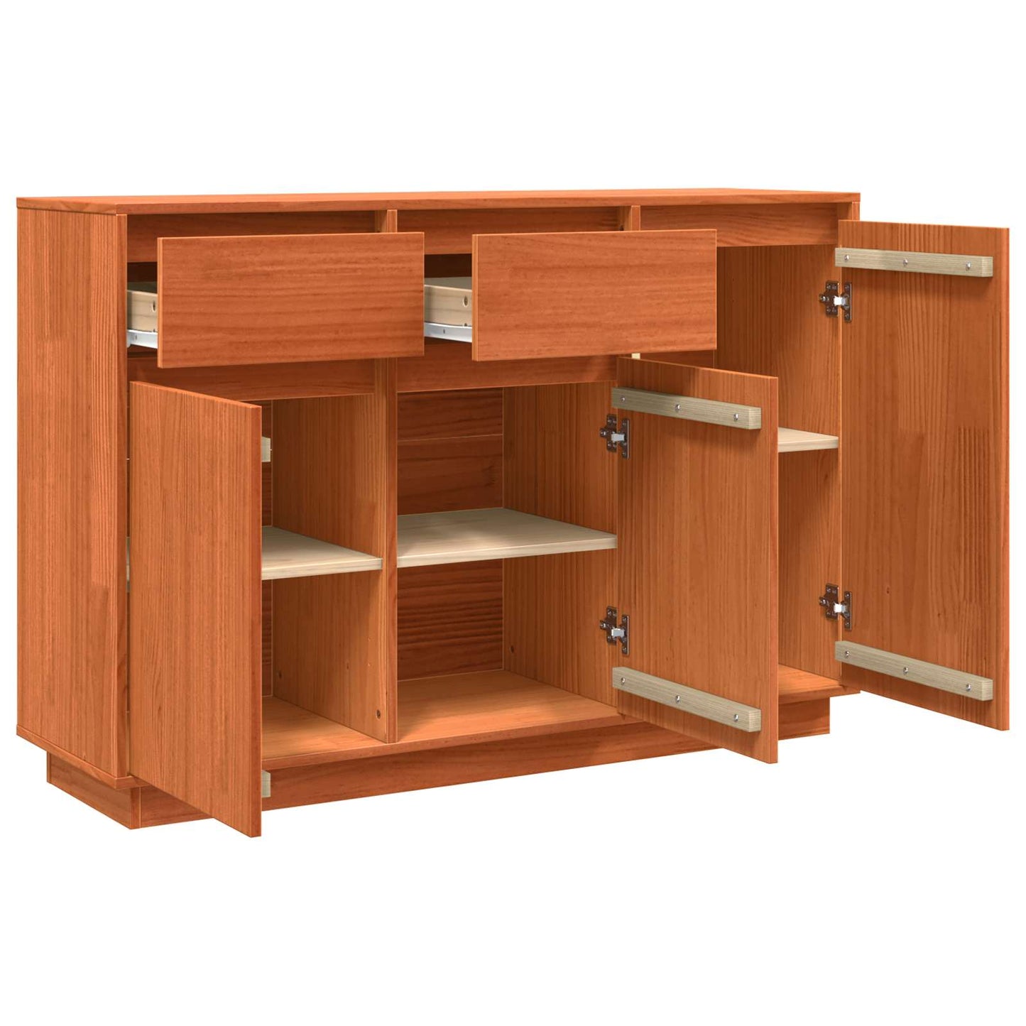 vidaXL Sideboard Wax Brown 110 x 34 x 75 cm Solid Pine Wood