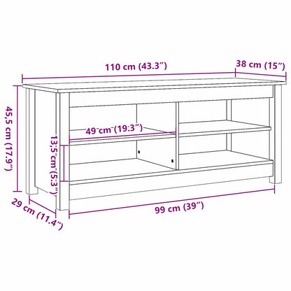 vidaXL Storage Bench Wax Brown 110 x 38 x 45.5 cm Solid Pine Wood