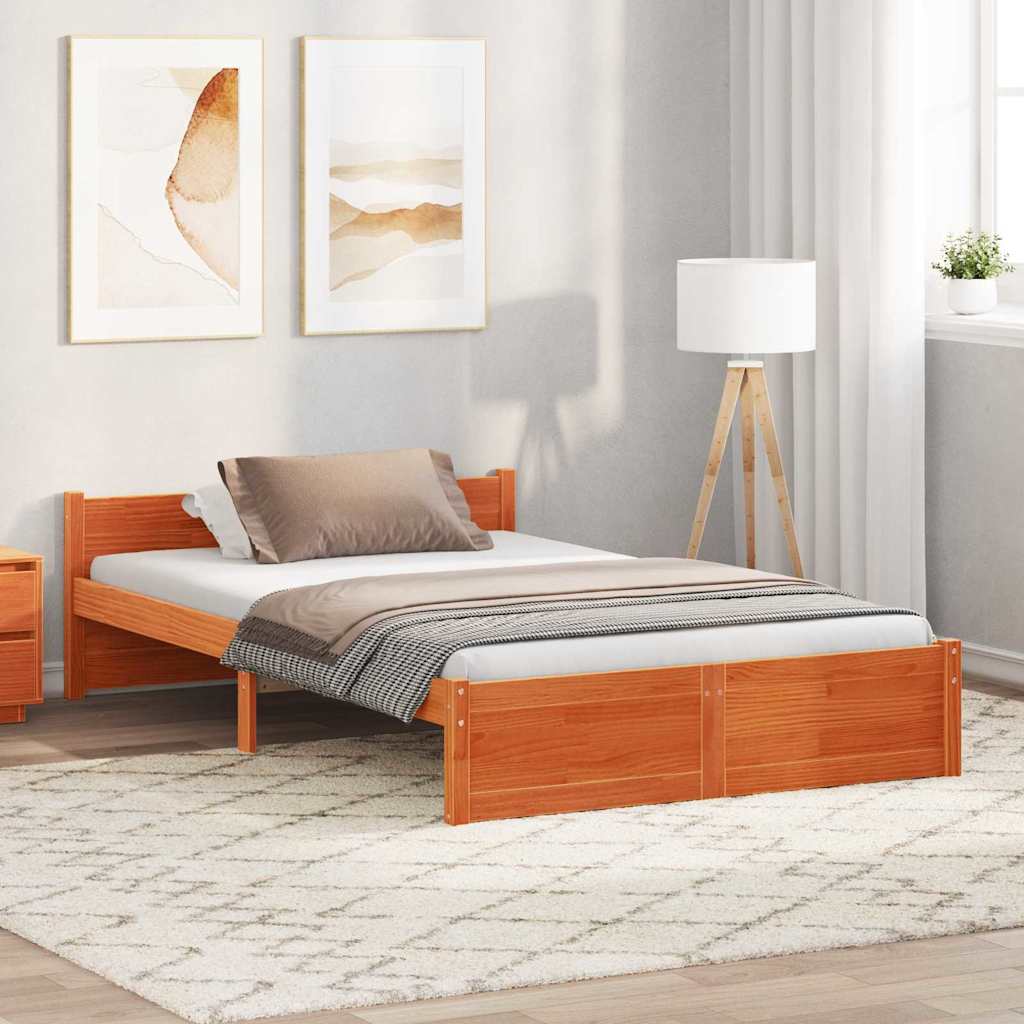 vidaXL Bed Frame Wax Brown 195.5 x 125.5 x 51 cm Solid Pine Wood