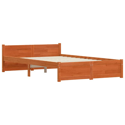 vidaXL Bed Frame Wax Brown 195.5 x 140.5 x 51 cm Solid Pine Wood