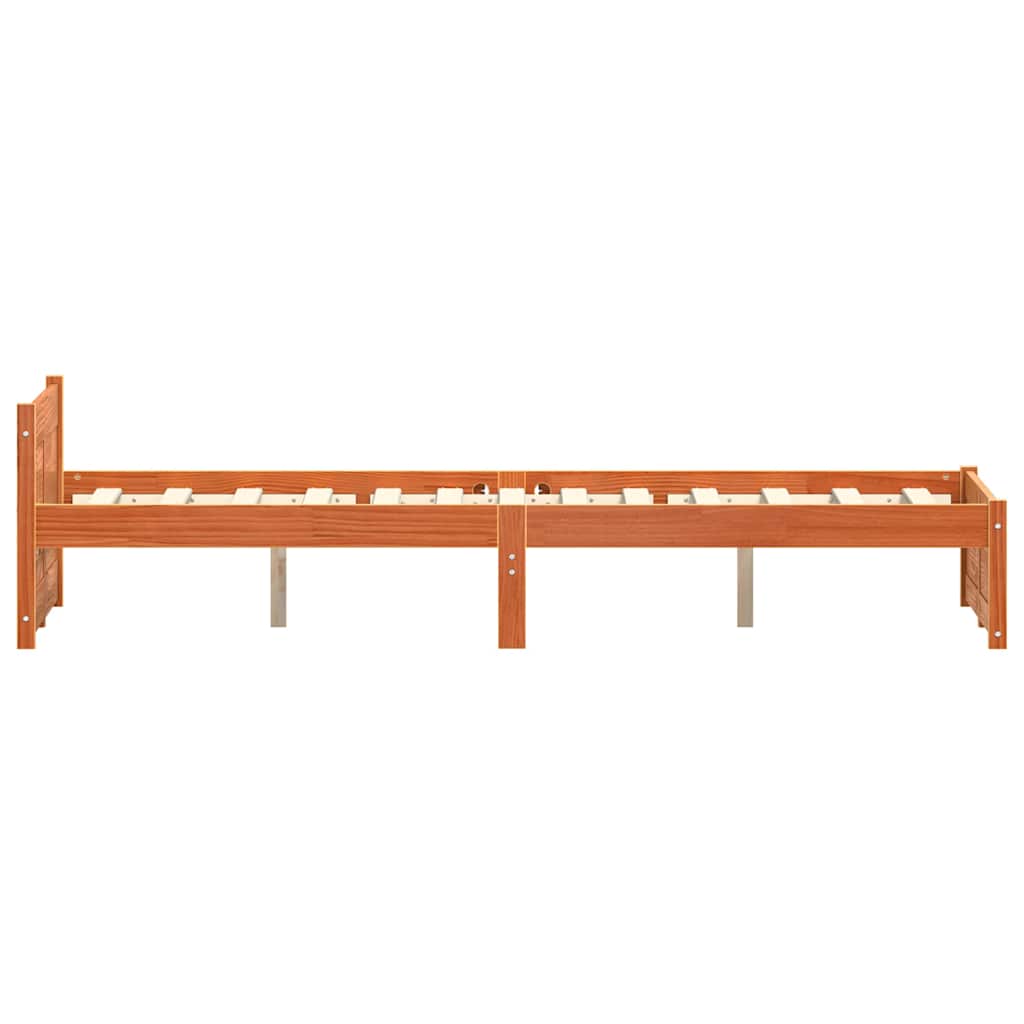 vidaXL Bed Frame Wax Brown 195.5 x 140.5 x 51 cm Solid Pine Wood