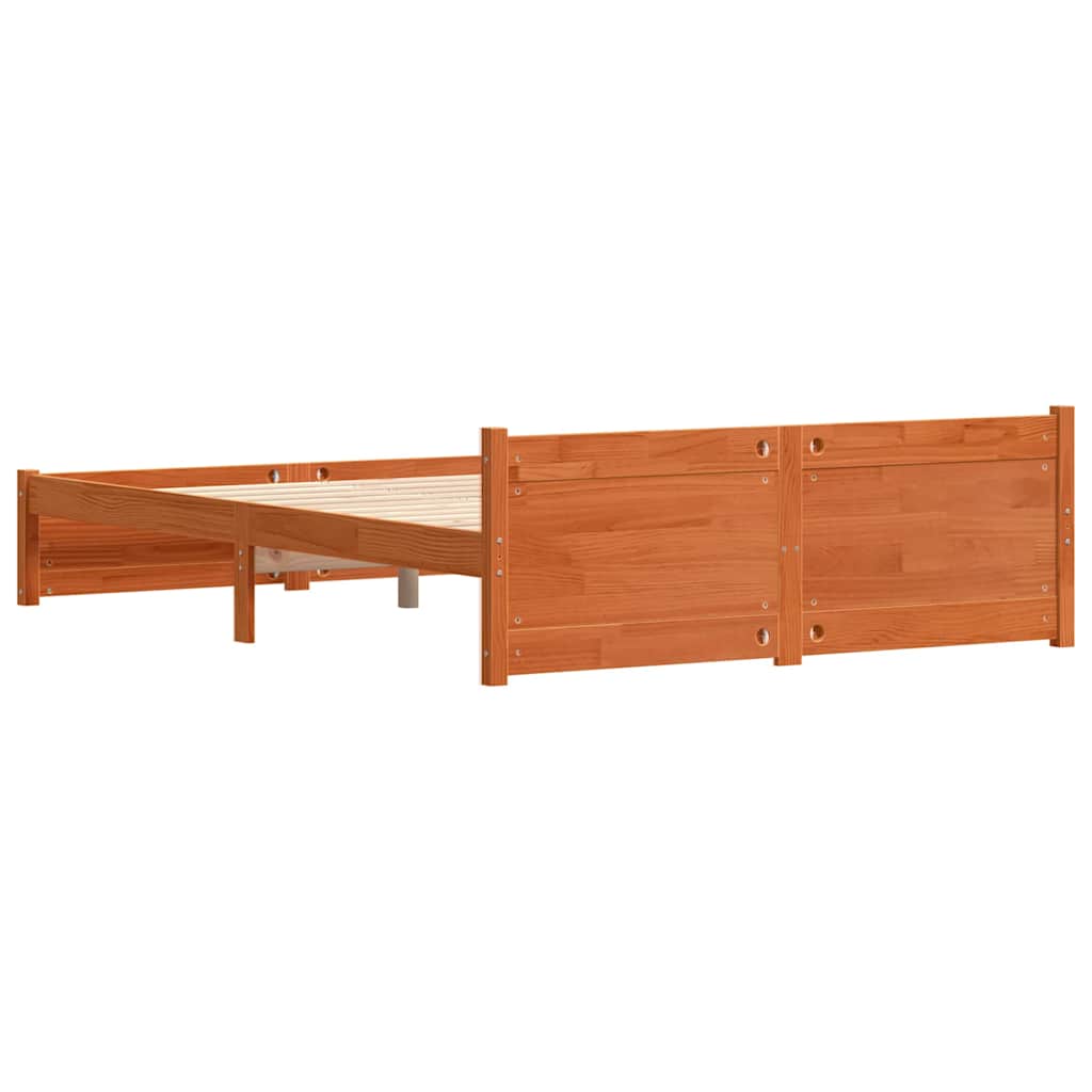 vidaXL Bed Frame Wax Brown 195.5 x 145.5 x 51 cm Solid Pine Wood