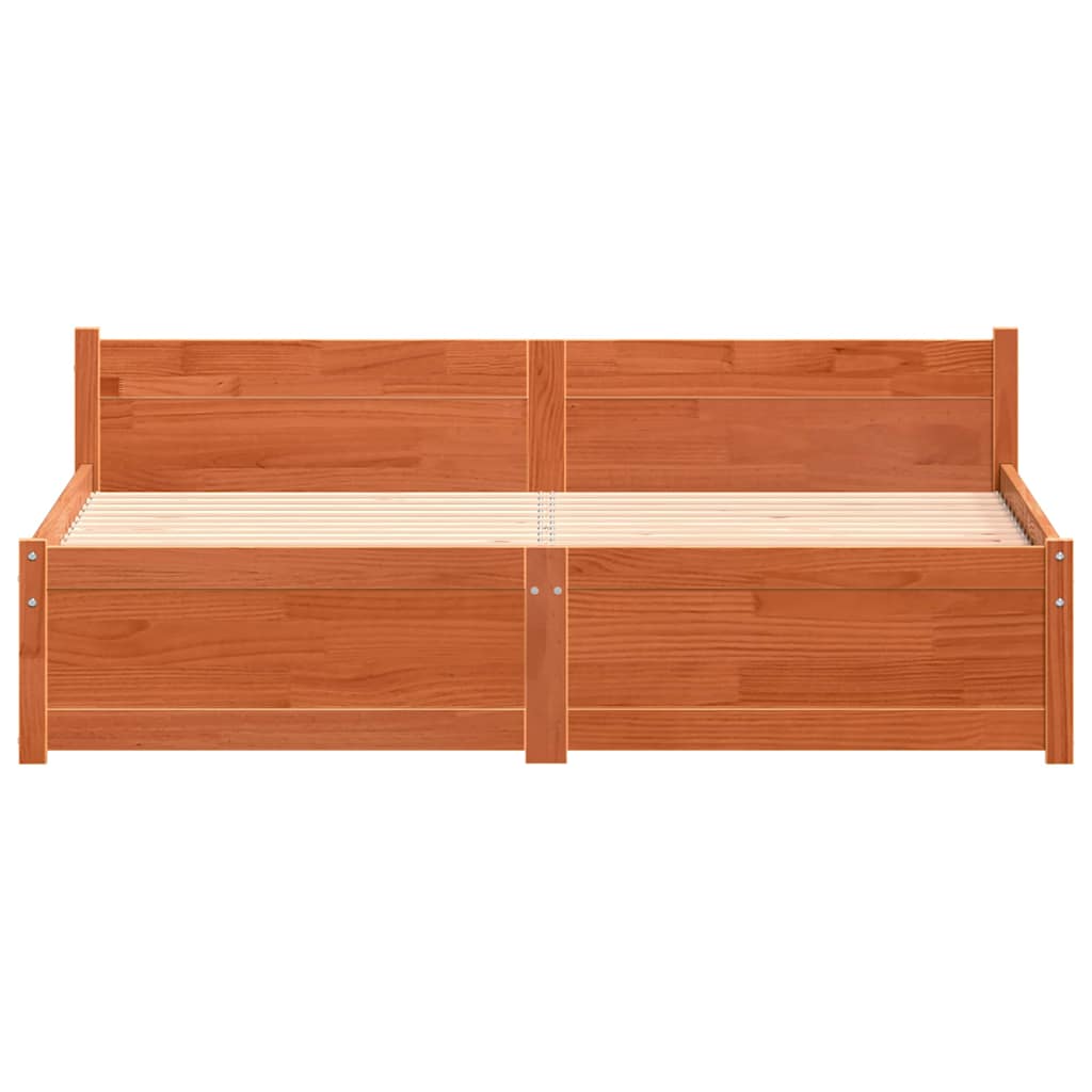 vidaXL Bed Frame Wax Brown 195.5 x 145.5 x 51 cm Solid Pine Wood