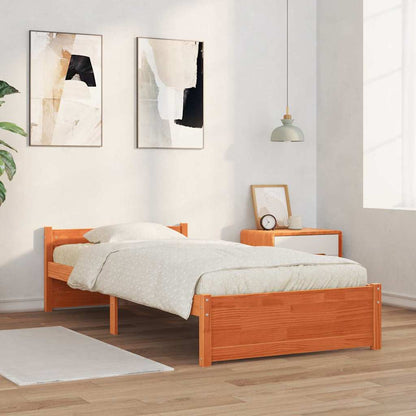 vidaXL Bed Frame Wax Brown 205.5 x 95.5 x 51 cm Solid Pine Wood