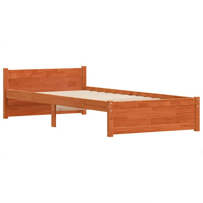 vidaXL Bed Frame Wax Brown 205.5 x 95.5 x 51 cm Solid Pine Wood