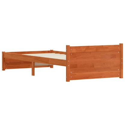 vidaXL Bed Frame Wax Brown 205.5 x 95.5 x 51 cm Solid Pine Wood