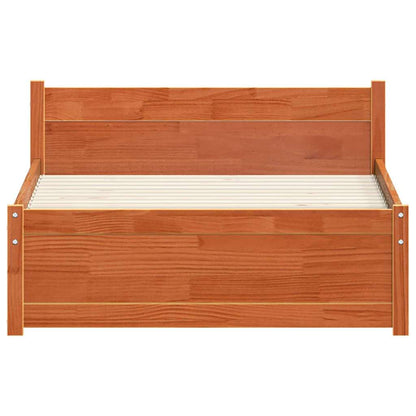 vidaXL Bed Frame Wax Brown 205.5 x 95.5 x 51 cm Solid Pine Wood
