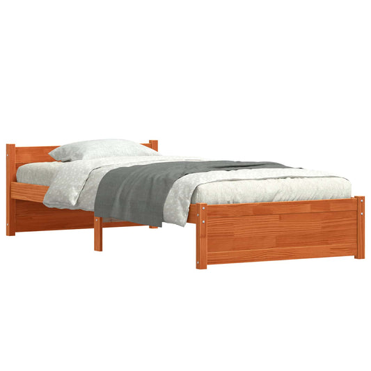 vidaXL Bed Frame Wax Brown 205.5 x 105.5 x 51 cm Solid Pine Wood