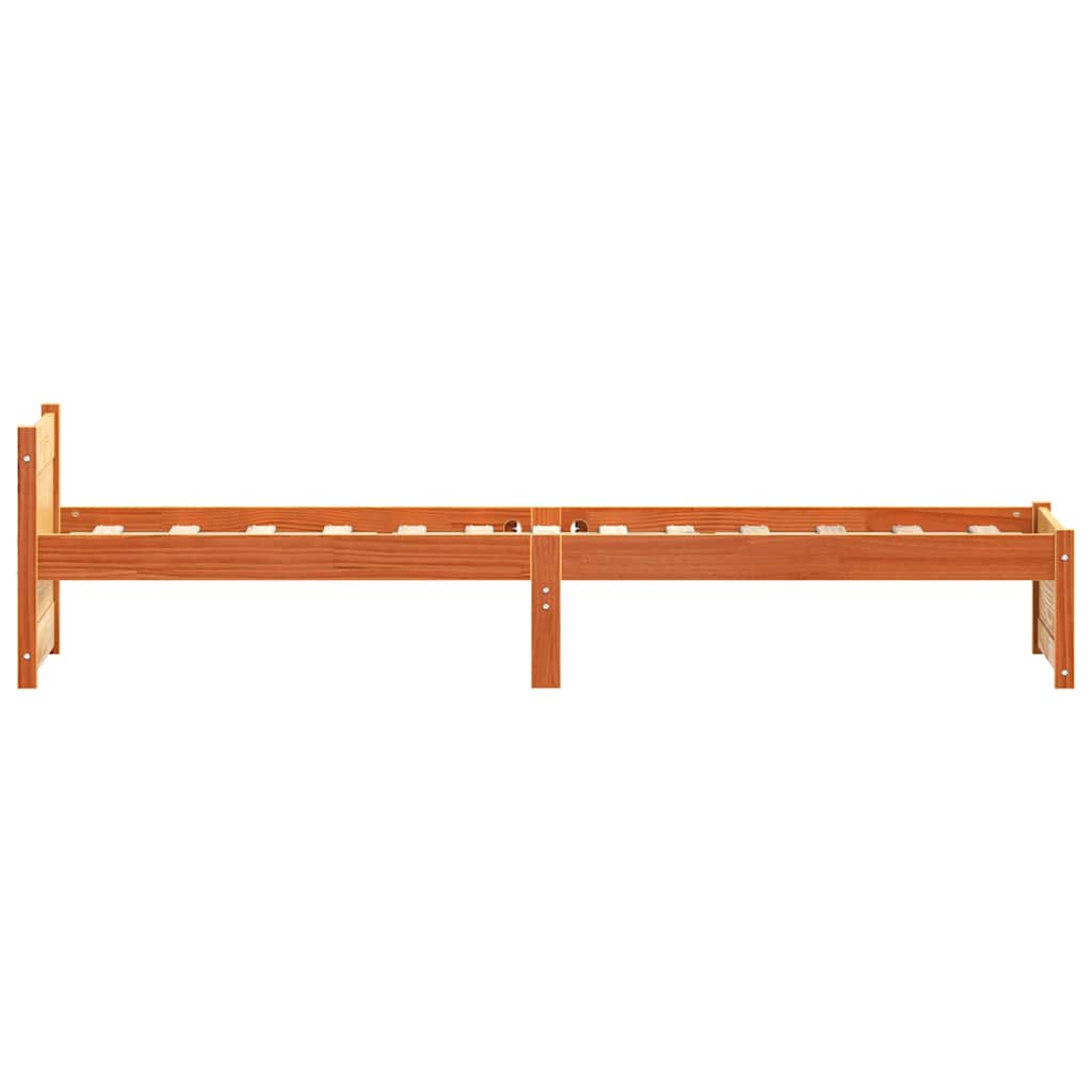 vidaXL Bed Frame Wax Brown 205.5 x 105.5 x 51 cm Solid Pine Wood