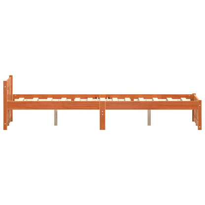 vidaXL Bed Frame Wax Brown 205.5 x 125.5 x 51 cm Solid Pine Wood
