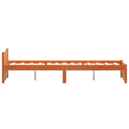 vidaXL Bed Frame Wax Brown 205.5 x 145.5 x 51 cm Solid Pine Wood