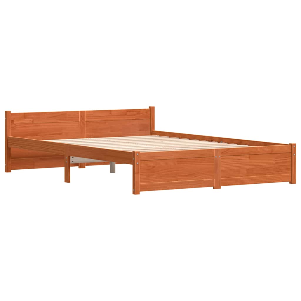 vidaXL Bed Frame Wax Brown 205.5 x 165.5 x 51 cm Solid Pine Wood