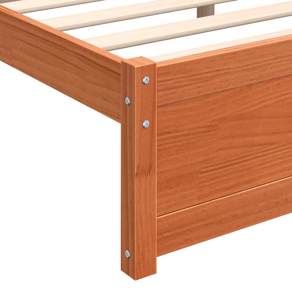 vidaXL Bed Frame Wax Brown 205.5 x 185.5 x 51 cm Solid Pine Wood