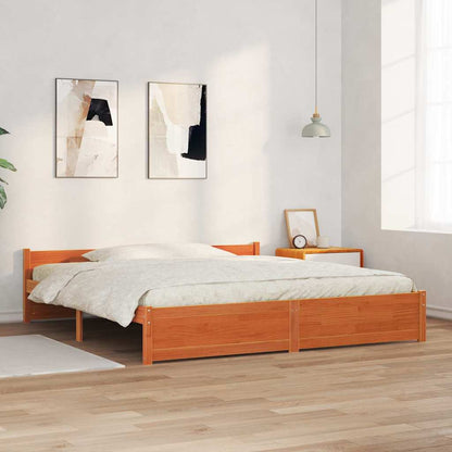 vidaXL Bed Frame Wax Brown 205.5 x 185.5 x 51 cm Solid Pine Wood