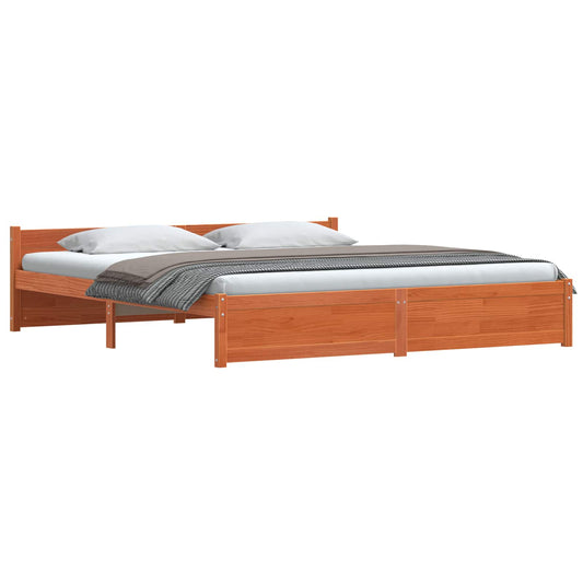 vidaXL Bed Frame Wax Brown 205.5 x 185.5 x 51 cm Solid Pine Wood