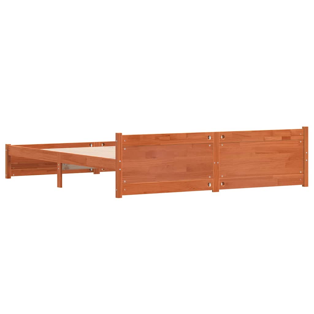 vidaXL Bed Frame Wax Brown 205.5 x 185.5 x 51 cm Solid Pine Wood