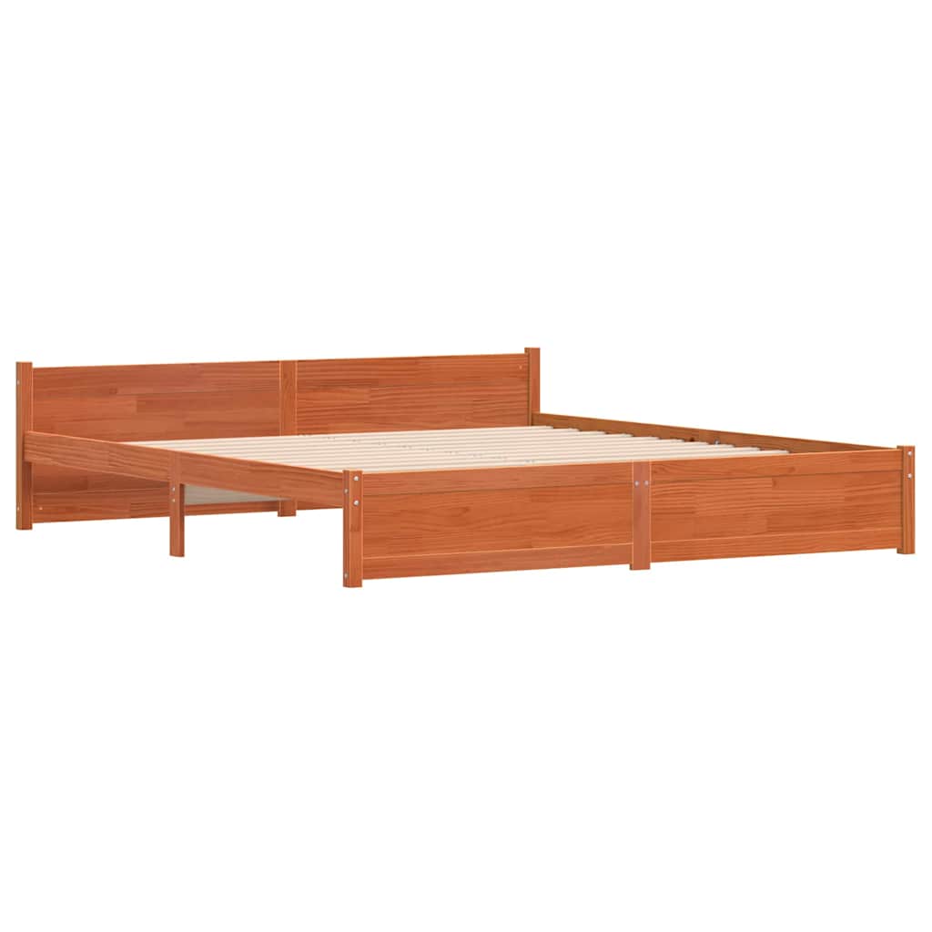vidaXL Bed Frame Wax Brown 205.5 x 205.5 x 51 cm Solid Pine Wood