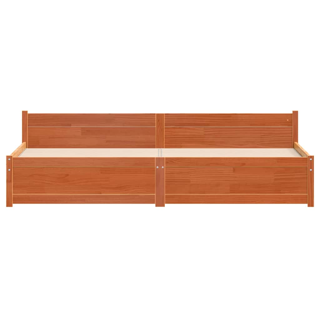 vidaXL Bed Frame Wax Brown 205.5 x 205.5 x 51 cm Solid Pine Wood