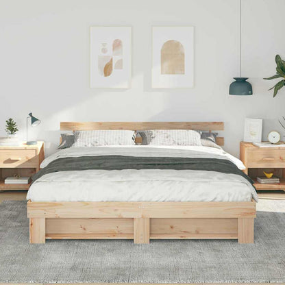 vidaXL Bed Frame with Headboard Brown 200 x 200 cm Solid Pine Wood
