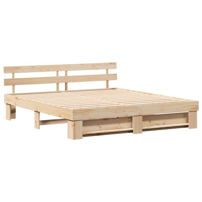 vidaXL Bed Frame with Headboard Brown 200 x 200 cm Solid Pine Wood