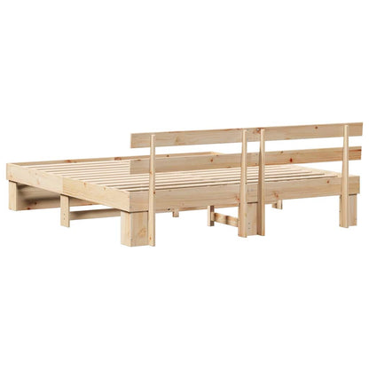vidaXL Bed Frame with Headboard Brown 200 x 200 cm Solid Pine Wood