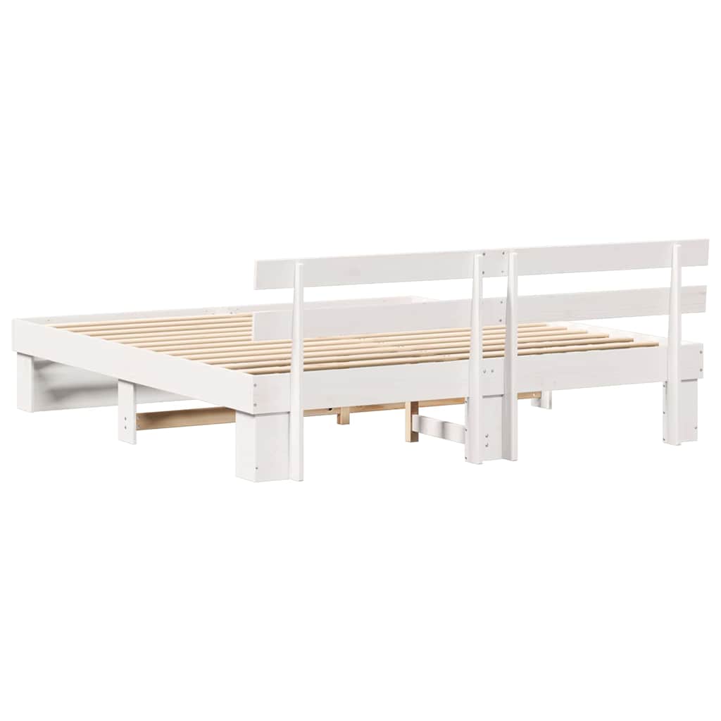 vidaXL Bed Frame with Headboard White 200 x 200 cm Solid Pine Wood