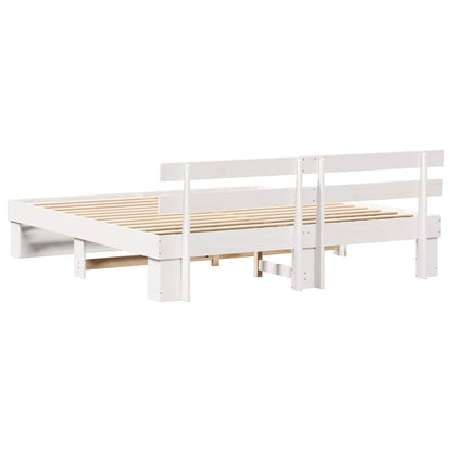 vidaXL Bed Frame with Headboard White 200 x 200 cm Solid Pine Wood