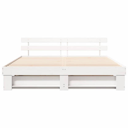 vidaXL Bed Frame with Headboard White 200 x 200 cm Solid Pine Wood