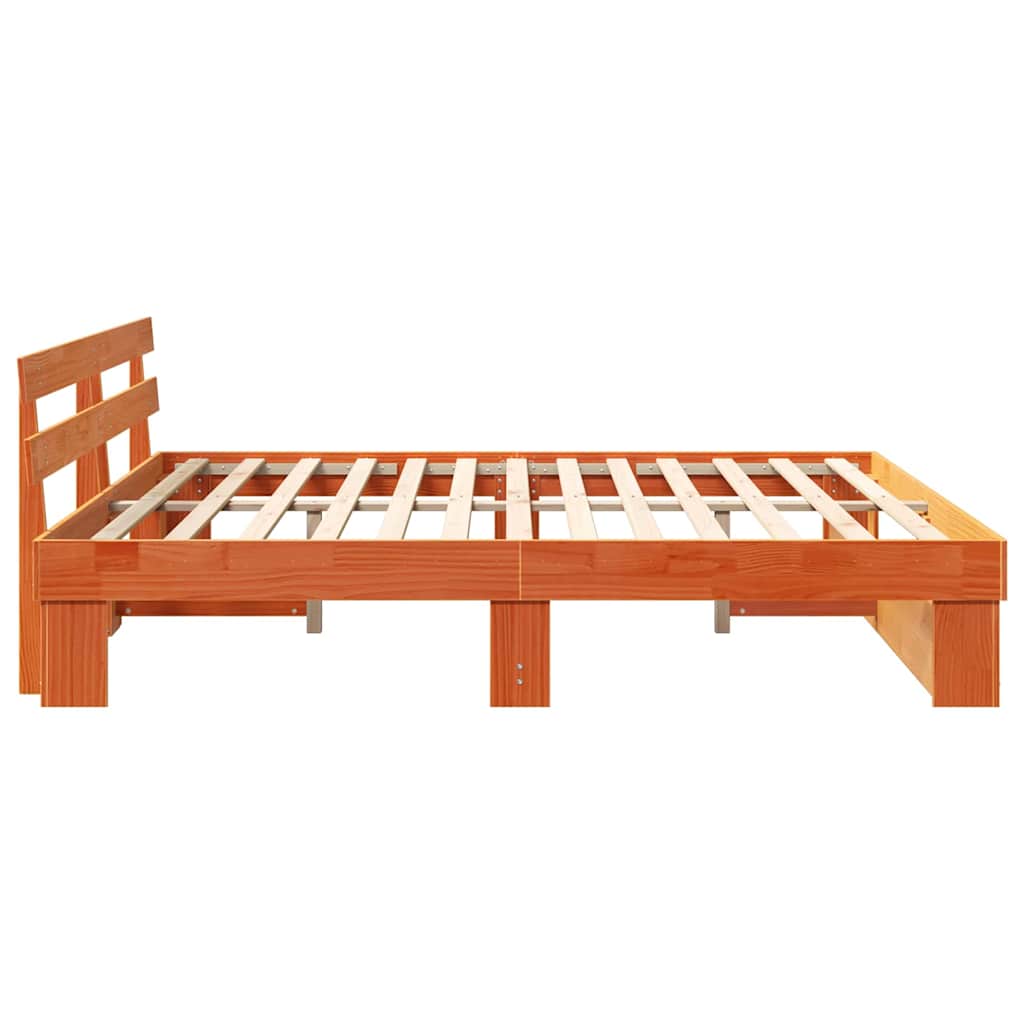 vidaXL Bed Frame with Headboard Brown 200 x 200 cm Solid Pine Wood