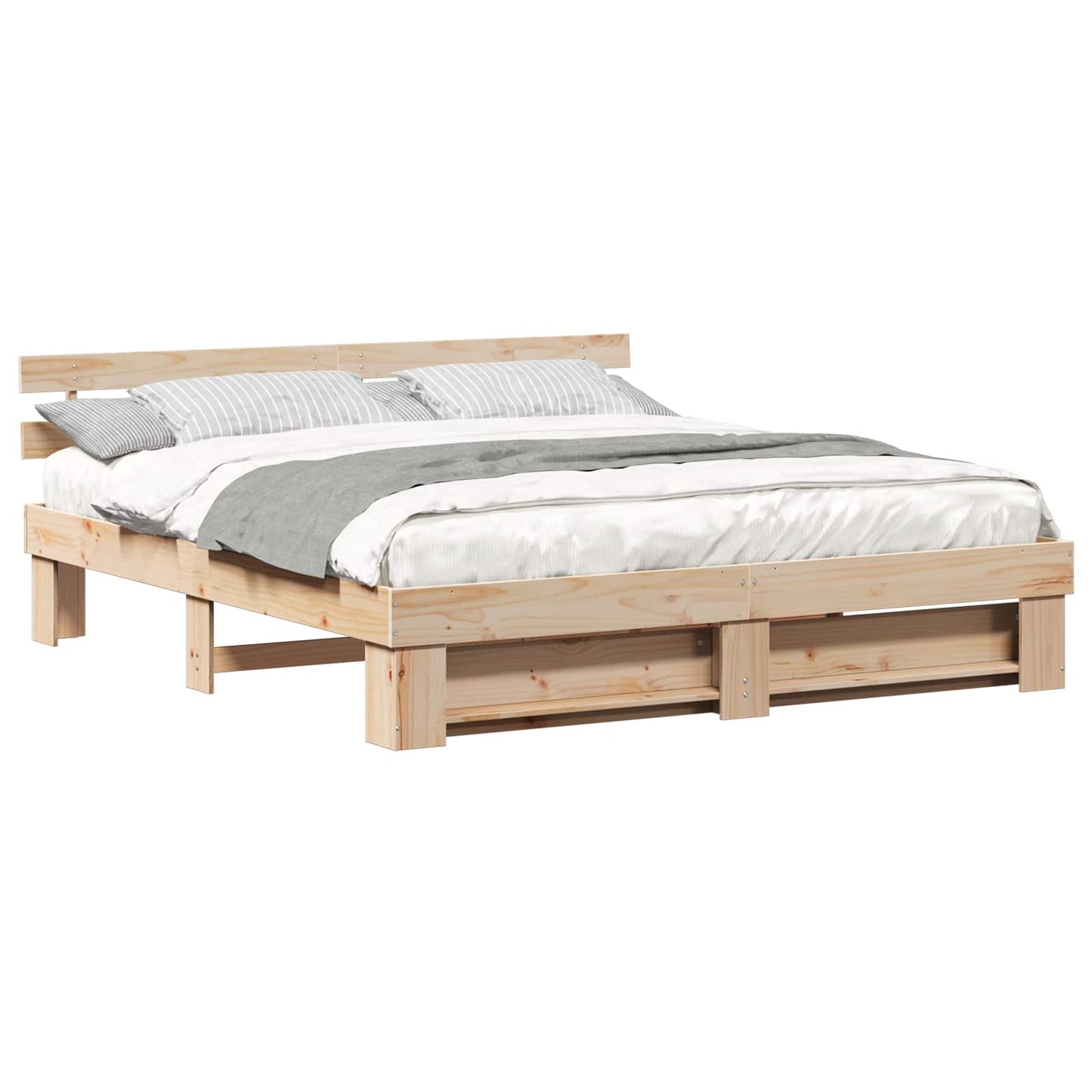 vidaXL Bed Frame with Headboard Brown 180 x 200 cm Solid Pine Wood