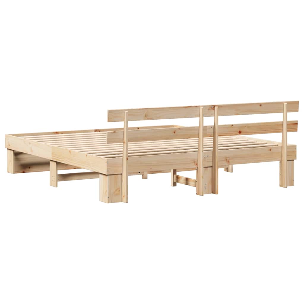 vidaXL Bed Frame with Headboard Brown 180 x 200 cm Solid Pine Wood