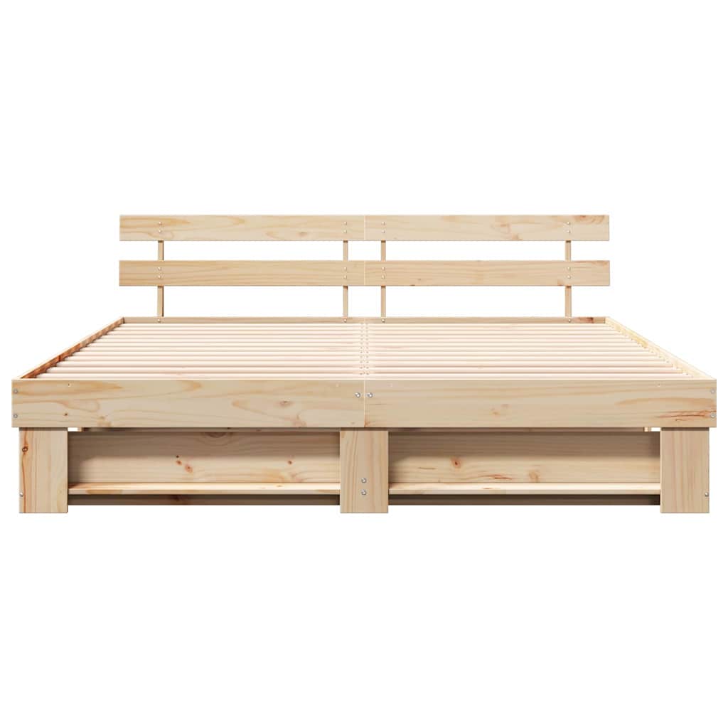 vidaXL Bed Frame with Headboard Brown 180 x 200 cm Solid Pine Wood