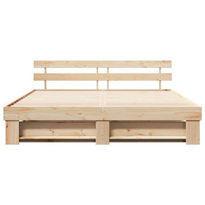 vidaXL Bed Frame with Headboard Brown 180 x 200 cm Solid Pine Wood