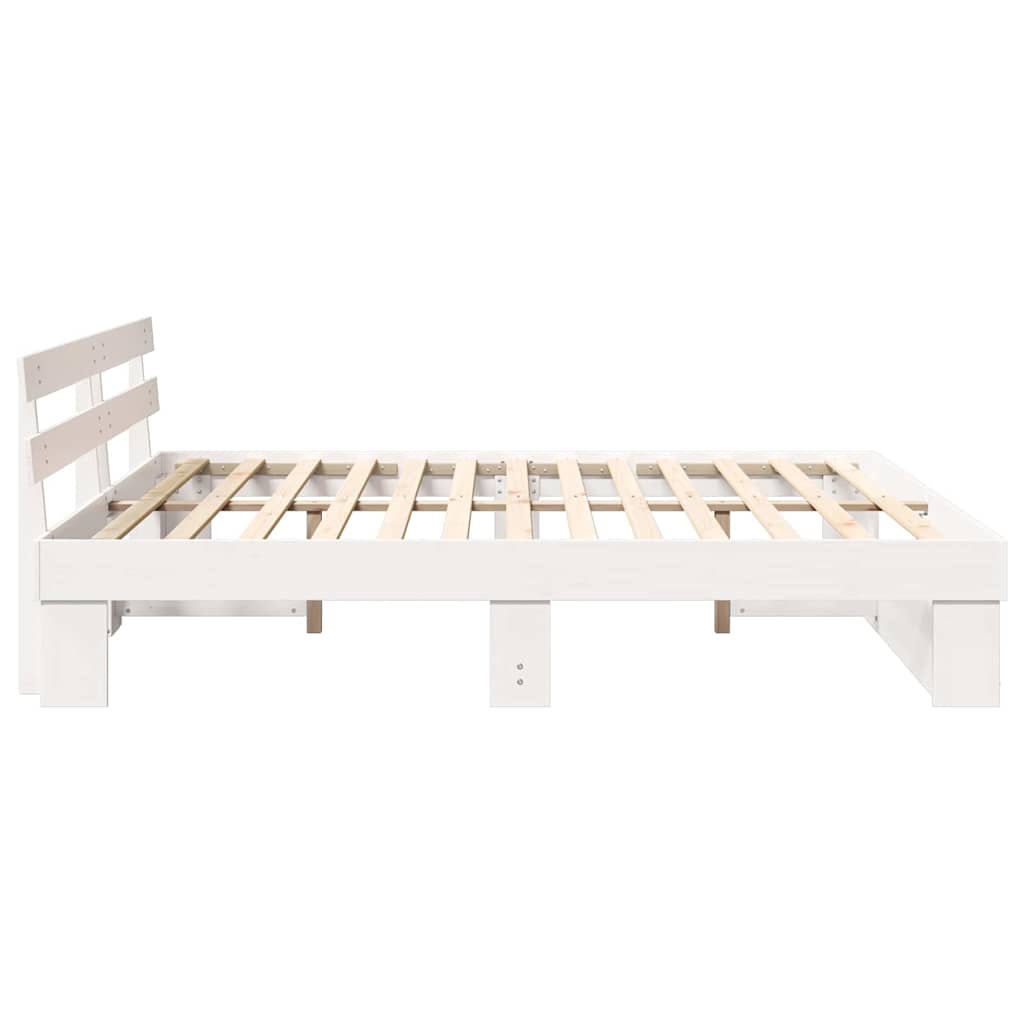 vidaXL Bed Frame with Headboard White 180 x 200 cm Solid Pine Wood