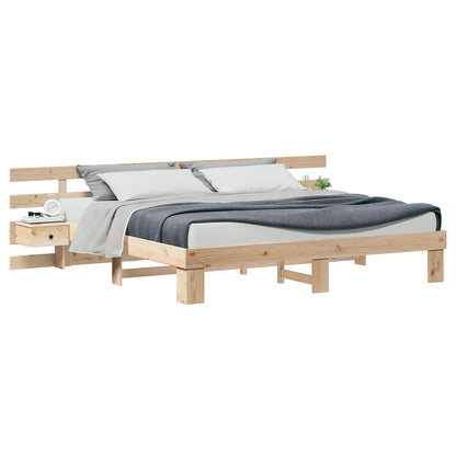 vidaXL Bed Frame with Headboard Brown 200 x 200 cm Solid Pine Wood